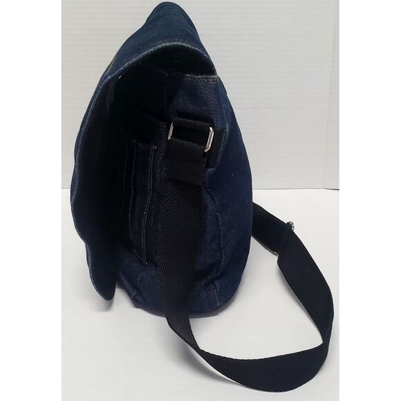 VTG LEI Denim Handbag Y2K Retro Tote Messenger Bag Flap Fold Over w/ ID Card! - Picture 4 of 15